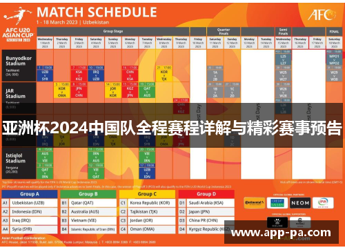 亚洲杯2024中国队全程赛程详解与精彩赛事预告