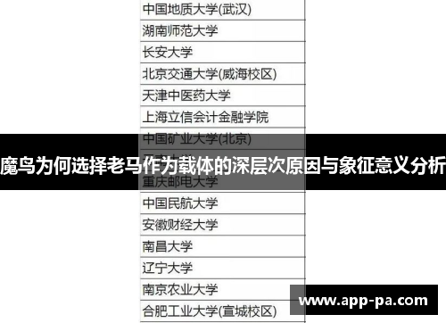 魔鸟为何选择老马作为载体的深层次原因与象征意义分析